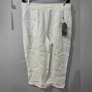 Basler Women's  Cropped‎ Pants Linen Pull-On Wide Leg Stretch Waist Size 42 U
